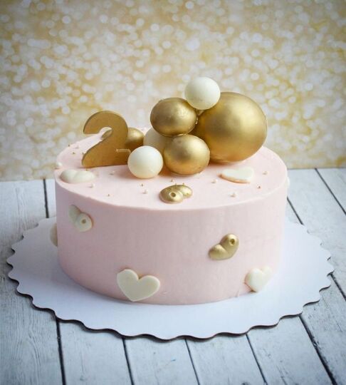 Торт розовый с золотом №142923