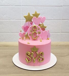Торт розовый с золотом №142925