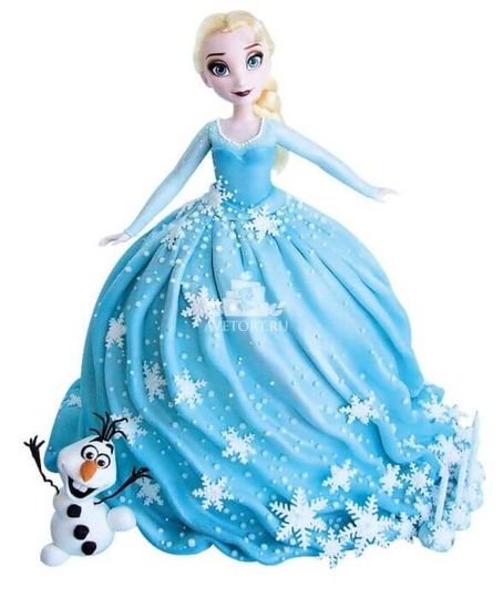 Торт с Эльзой в платье Снегурочки