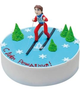 Торт со Снегурочкой-лыжницей