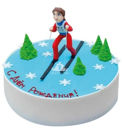 Торт со Снегурочкой-лыжницей