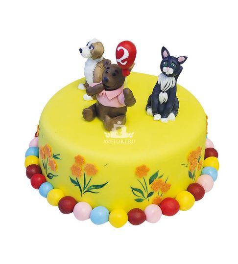 Торт Винни Пух кот и пес