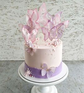 Торт фиолетовый с бабочками №178901