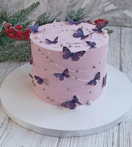 Торт фиолетовый с бабочками №178911