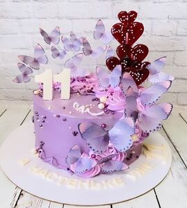 Торт фиолетовый с бабочками на 11 лет №178912