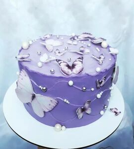 Торт фиолетовый с бабочками №178914