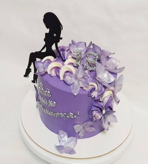 Торт фиолетовый с бабочками для дочки №178917