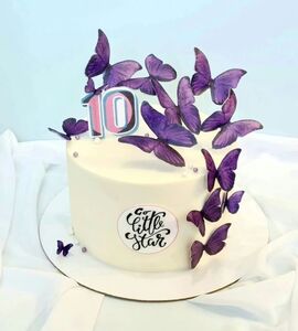 Торт фиолетовый с бабочками №178923