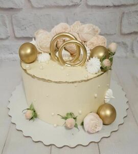 Свадебный торт без мастики одноярусный (87 фото)