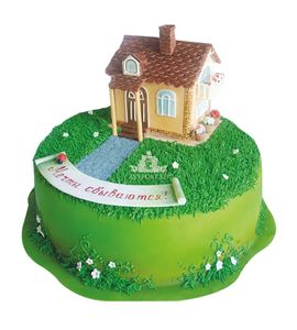 Торт Дом с лужайкой