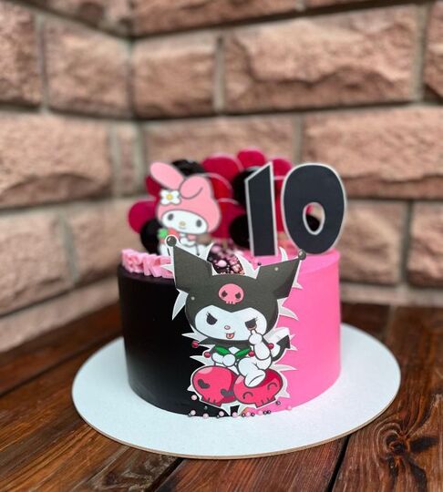 Торт черно-розовый на 10 лет девочке №185406