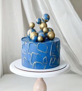Торт синий с золотом №171601