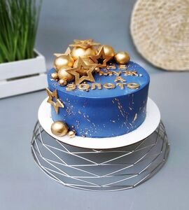 Торт синий с золотом №171602