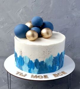 Торт синий с золотом №171605