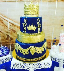 Торт синий с золотом №171611