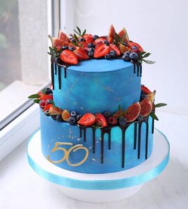 Торт синий с золотом №171616