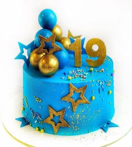 Торт синий с золотом №171618