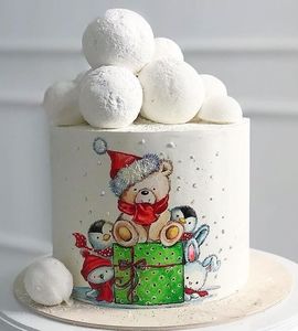 Торт со снежными шарами и картинкой