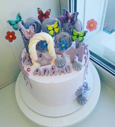 Торт фиолетовый для девочки на 11 лет №178820