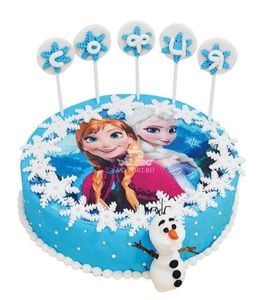 Торт новогодний с картинкой Эльзой и Анны
