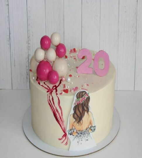Торт на 20 лет девушке с шарами №474538