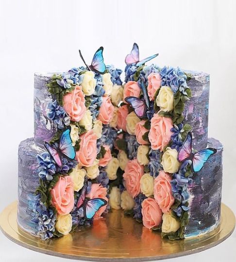 Торт с цветами в разрезе №158054