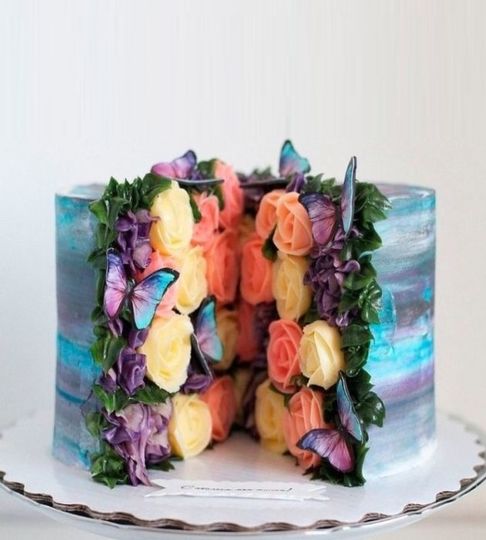 Торт с цветами в разрезе №158060