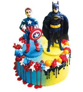 Торт Капитан Америка с Бэтменом