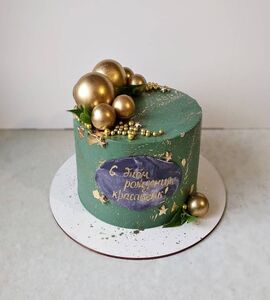 Торт зеленый с золотом №151719
