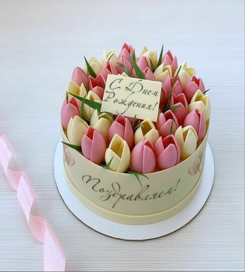 Торт с тюльпанами №506405