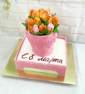Торт с тюльпанами №506414