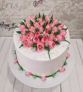 Торт с тюльпанами №506415