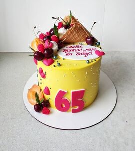 Торт желто-розовый №151104