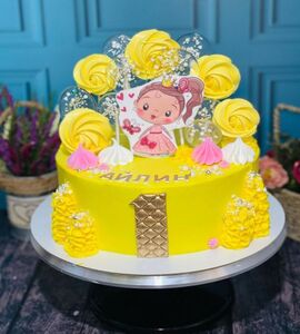 Торт желто-розовый Айлин на годик №151119