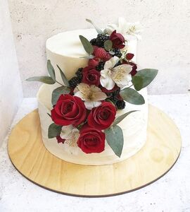 Торт двухъярусный с цветами №134019