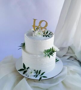 Торт двухъярусный с цветами №134022