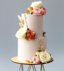 Торт двухъярусный с цветами №134025