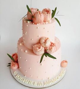 Торт двухъярусный с цветами №134027
