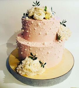 Торт двухъярусный с цветами №134032
