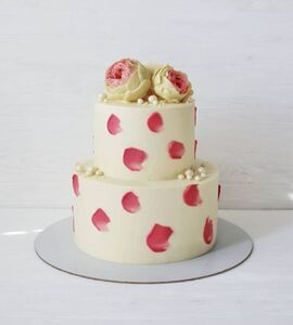 Торт двухъярусный с цветами №134033