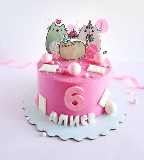 Торт на 6 лет девочке с котиками №236087