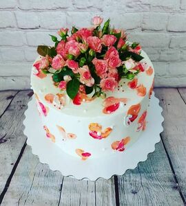 Торт с живыми цветами №504918