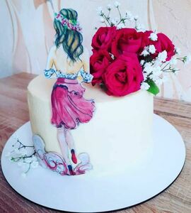 Торт с живыми цветами №504925