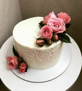 Торт с живыми цветами №504932
