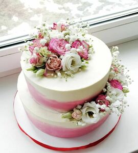 Торт с живыми цветами №504933