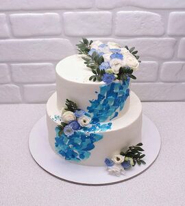 Торт бело-синий №147118