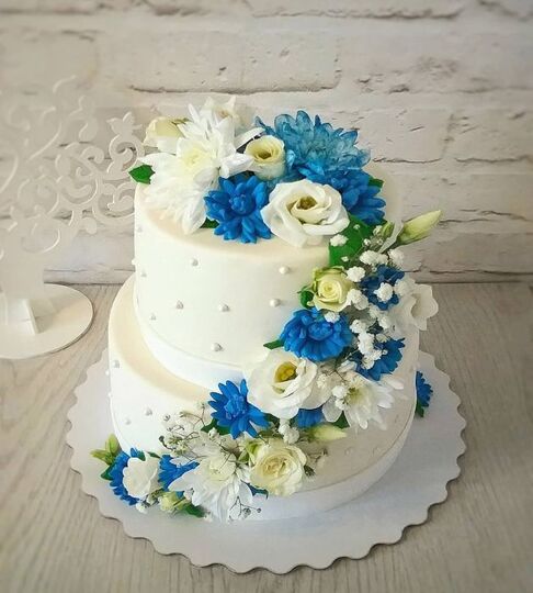 Торт бело-синий №147119