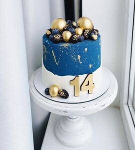 Торт бело-синий №147122