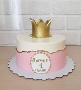 Торт на 1 годик Анечке с короной №211737