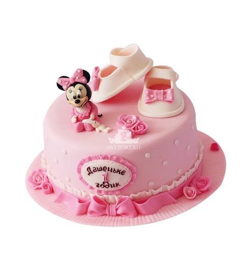 Торт на 1 годик девочке пинетки и Минни №211754